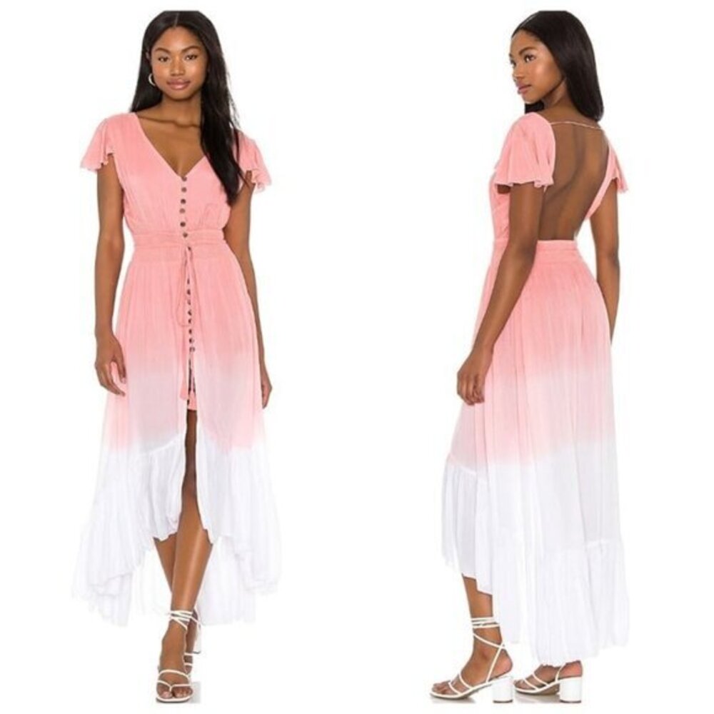 Tiare Hawaii New Moon Maxi Dress - Dusty Rose & White Gradasi